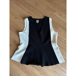 Anne Klein Color Block Top Black/White  Women’s Size XL Fitted At Waist Shapely‎